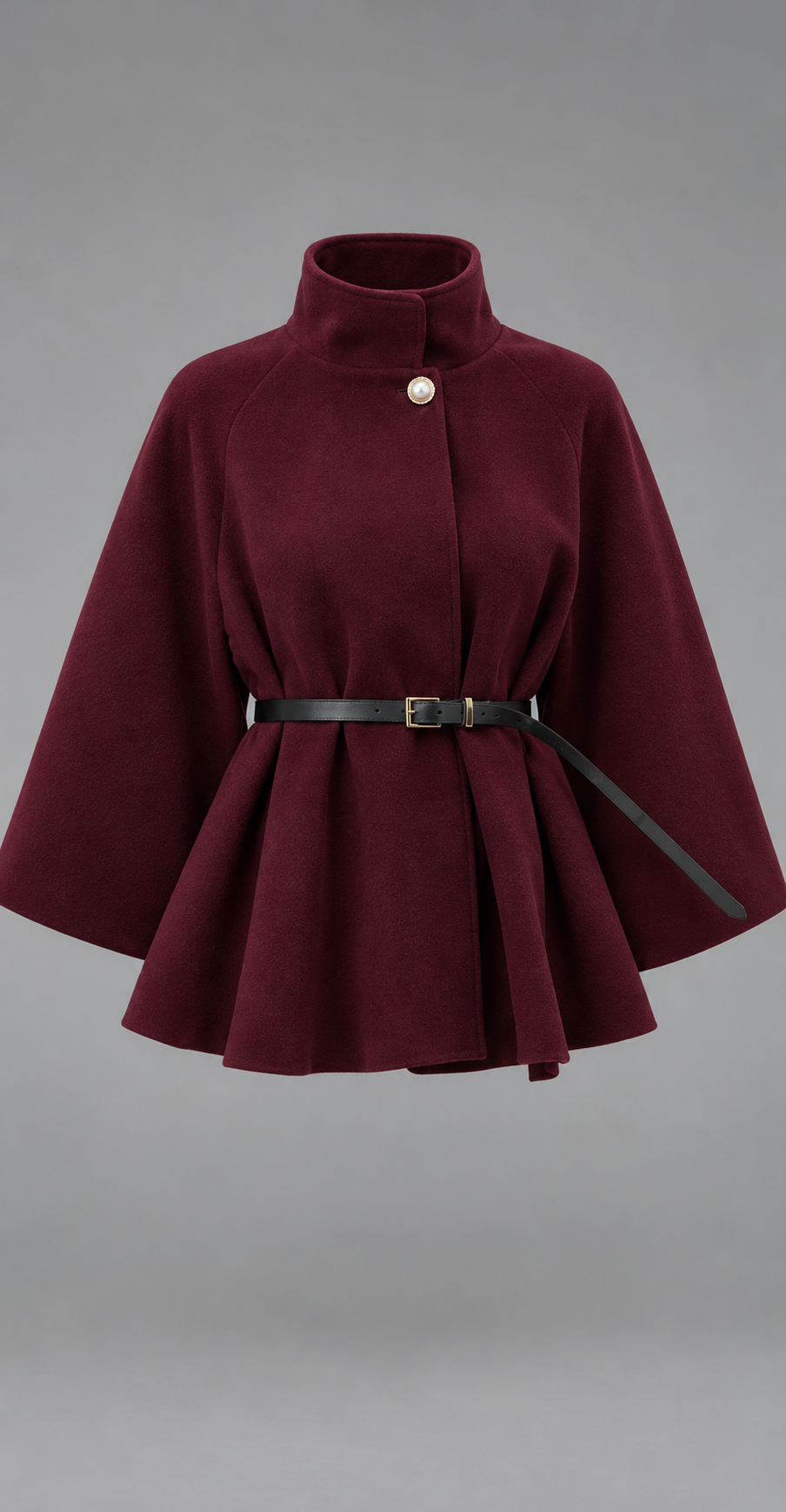 Tailored Wool-Look Cape Coat With Waist Belt