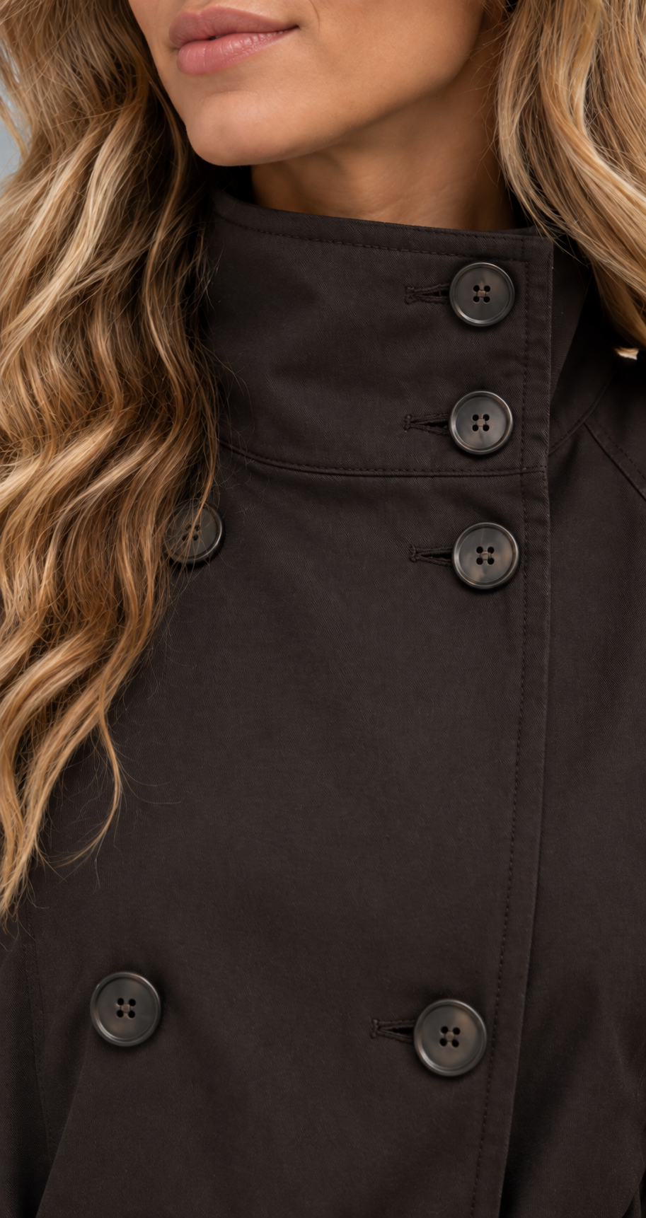 Short Funnel Neck Trench Jacket With Belt