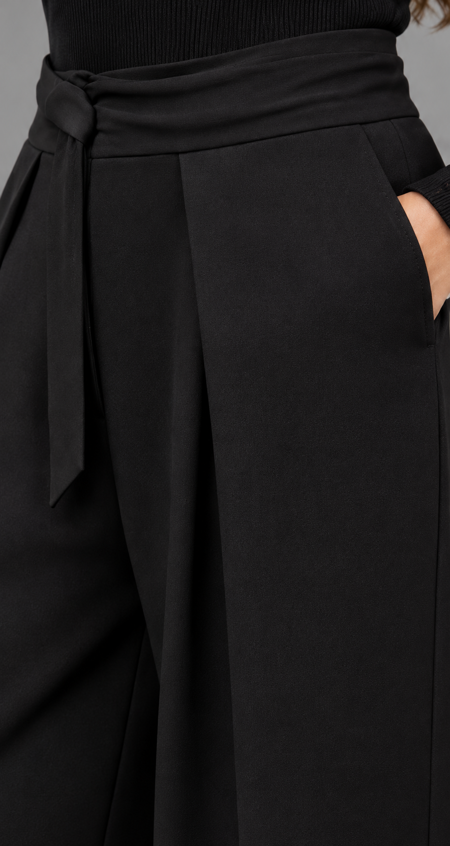 Pleated Wide-Leg Trousers With High Waist