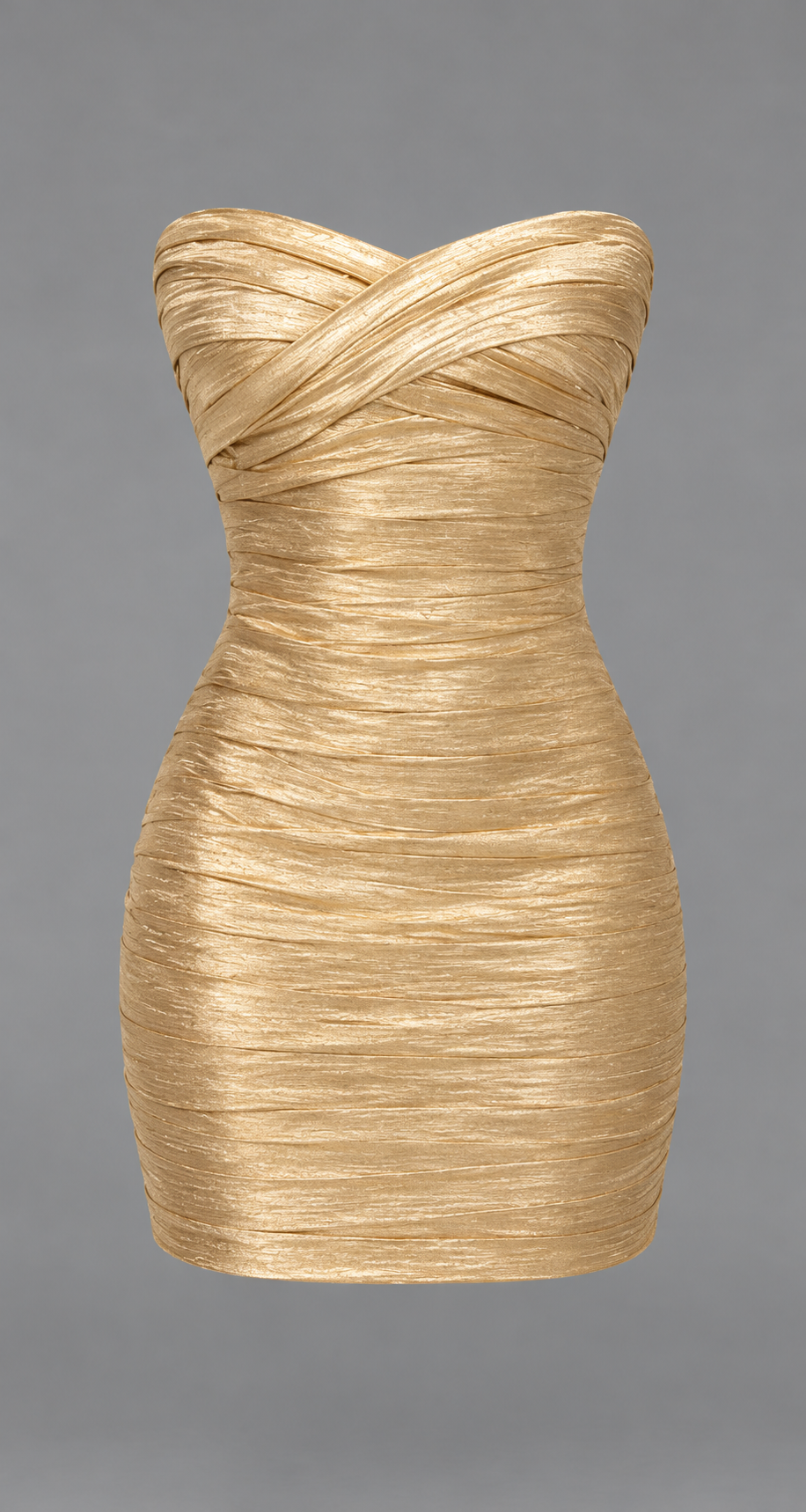 Metallic Strapless Bodycon Mini Dress With Ruching