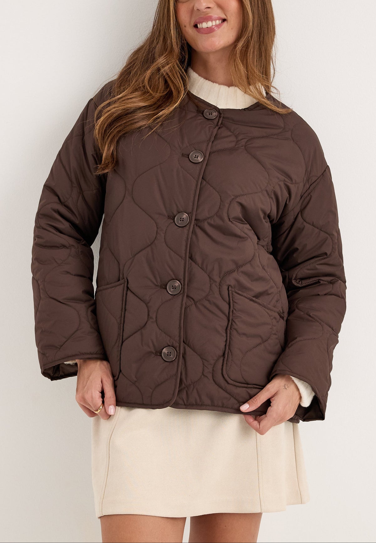 Lightweight Collarless Onion Quilted Jacket