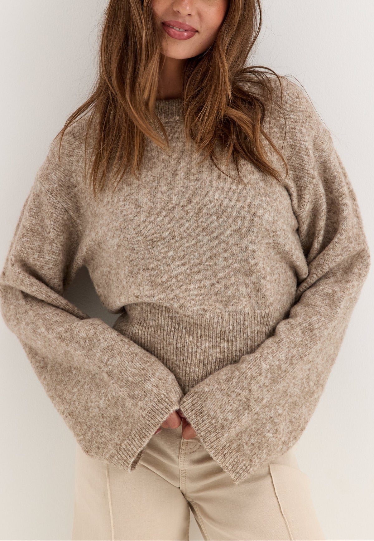 Oversized Crew Neck Jumper With Dropped Shoulders
