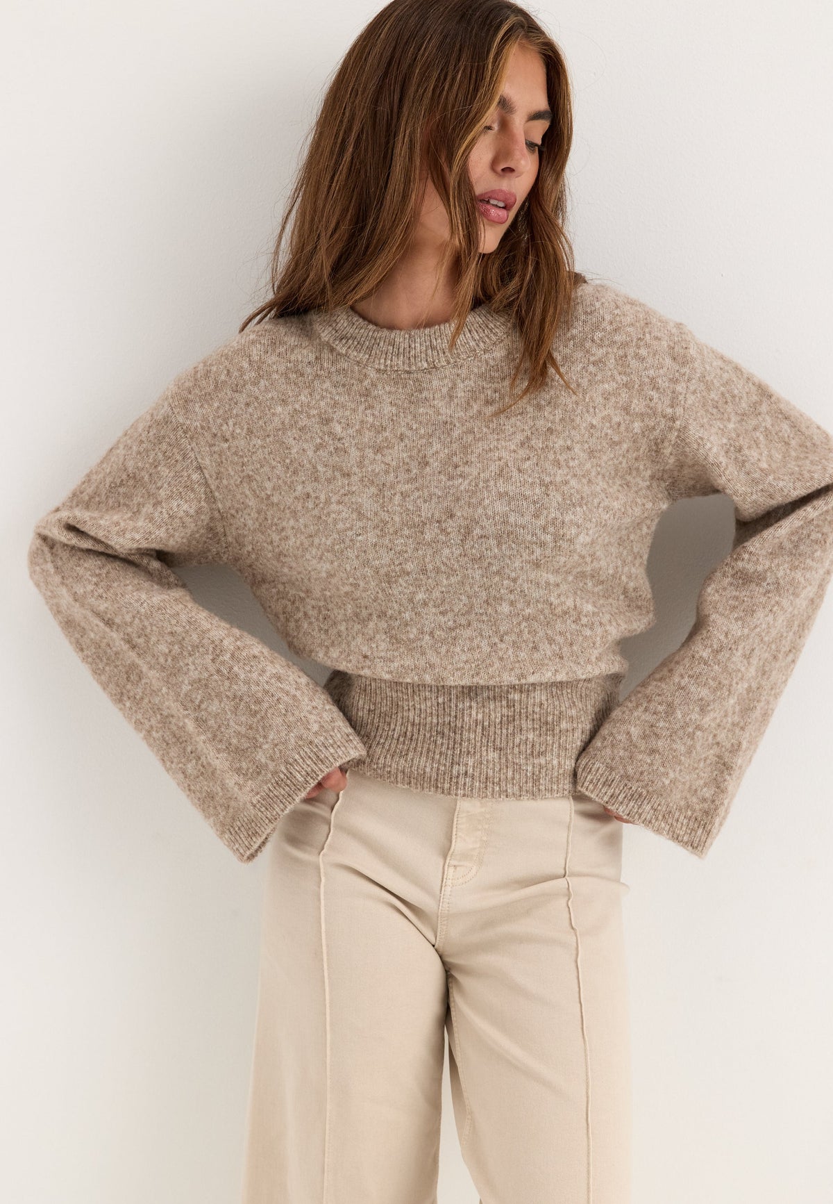 Oversized Crew Neck Jumper With Dropped Shoulders