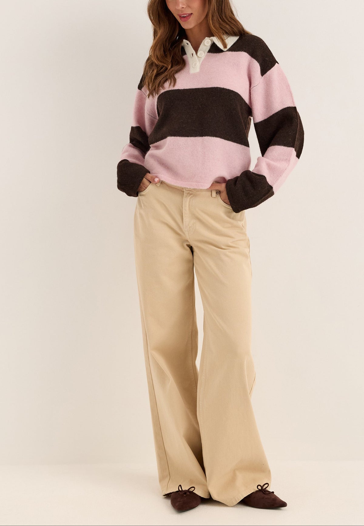 Striped Rugby Jumper With Contrast Collar