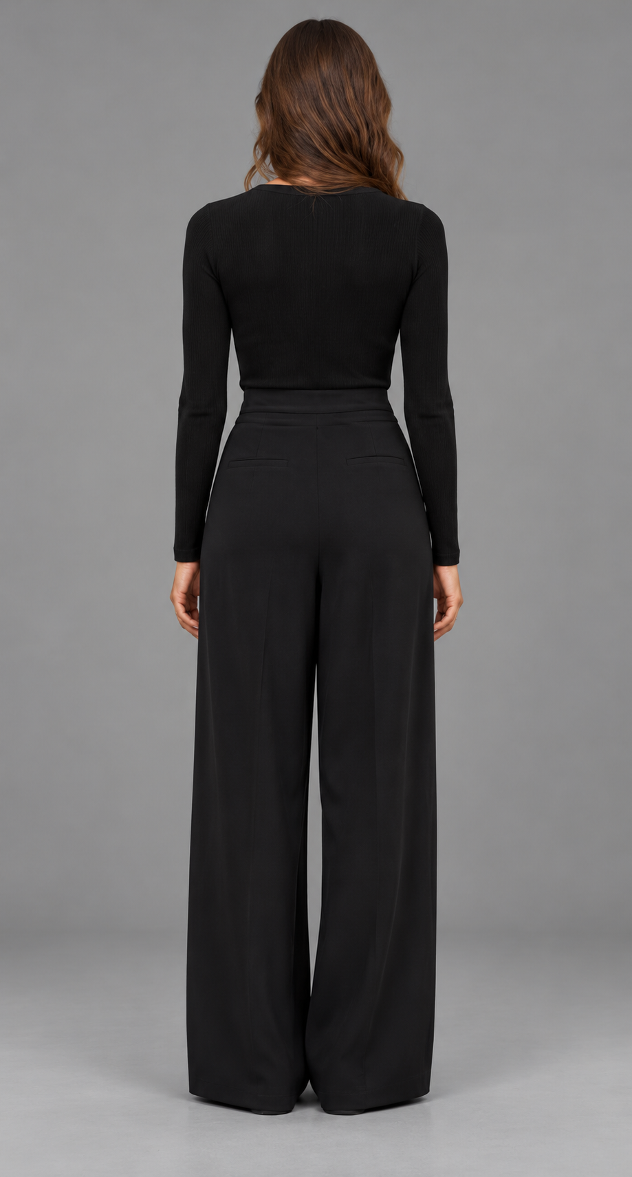 Pleated Wide-Leg Trousers With High Waist