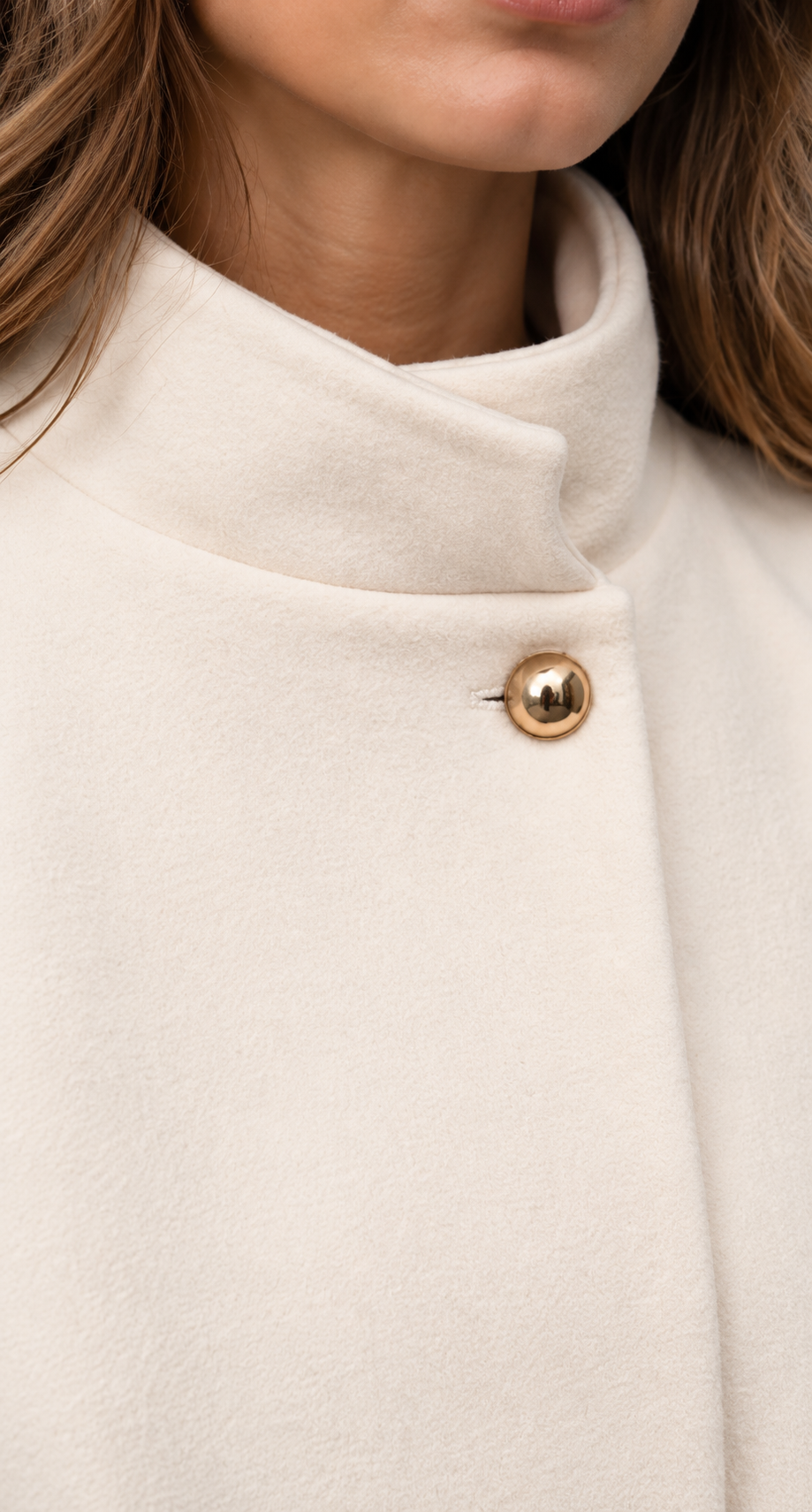 Belted Wool-Look Cape Coat With Funnel Neck