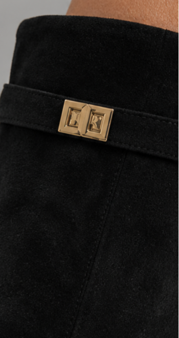 Faux Suede Fold-Over Knee-High Boots With Buckle