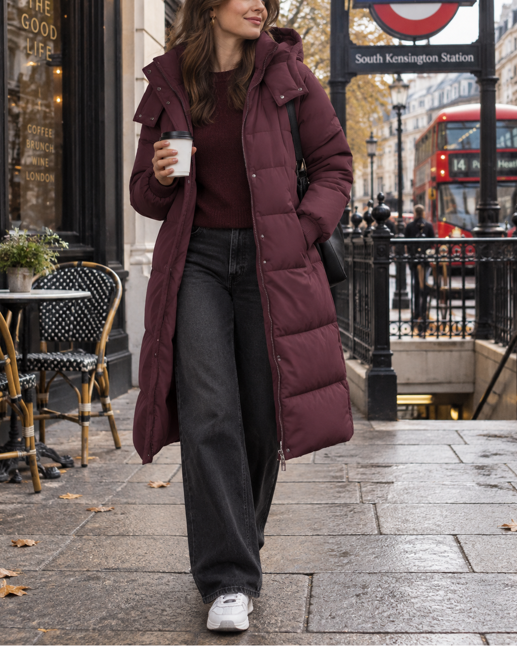 Oversized Longline Puffer Coat With Detachable Hood