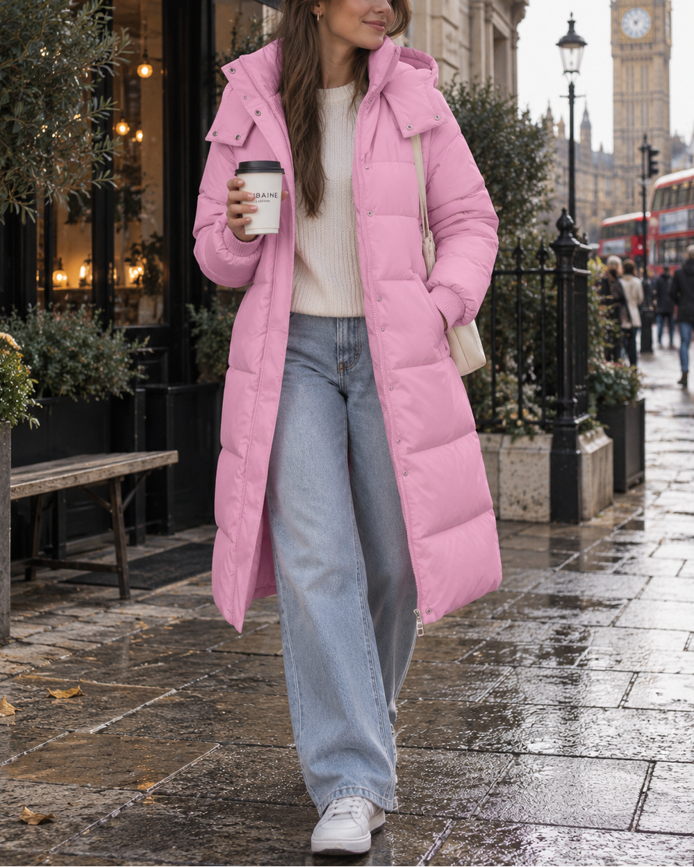 Oversized Longline Puffer Coat With Detachable Hood
