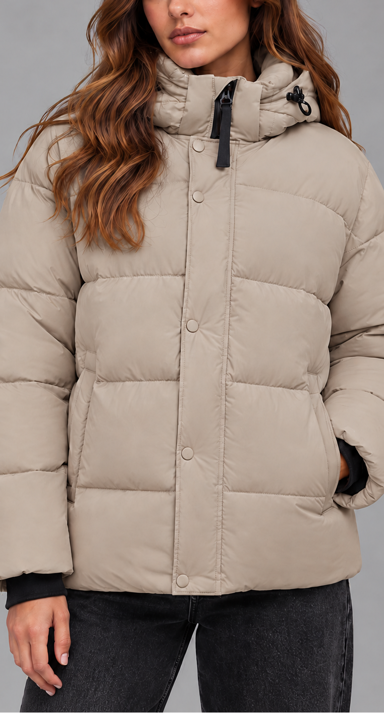 Oversized Quilted Puffer Jacket With Hood