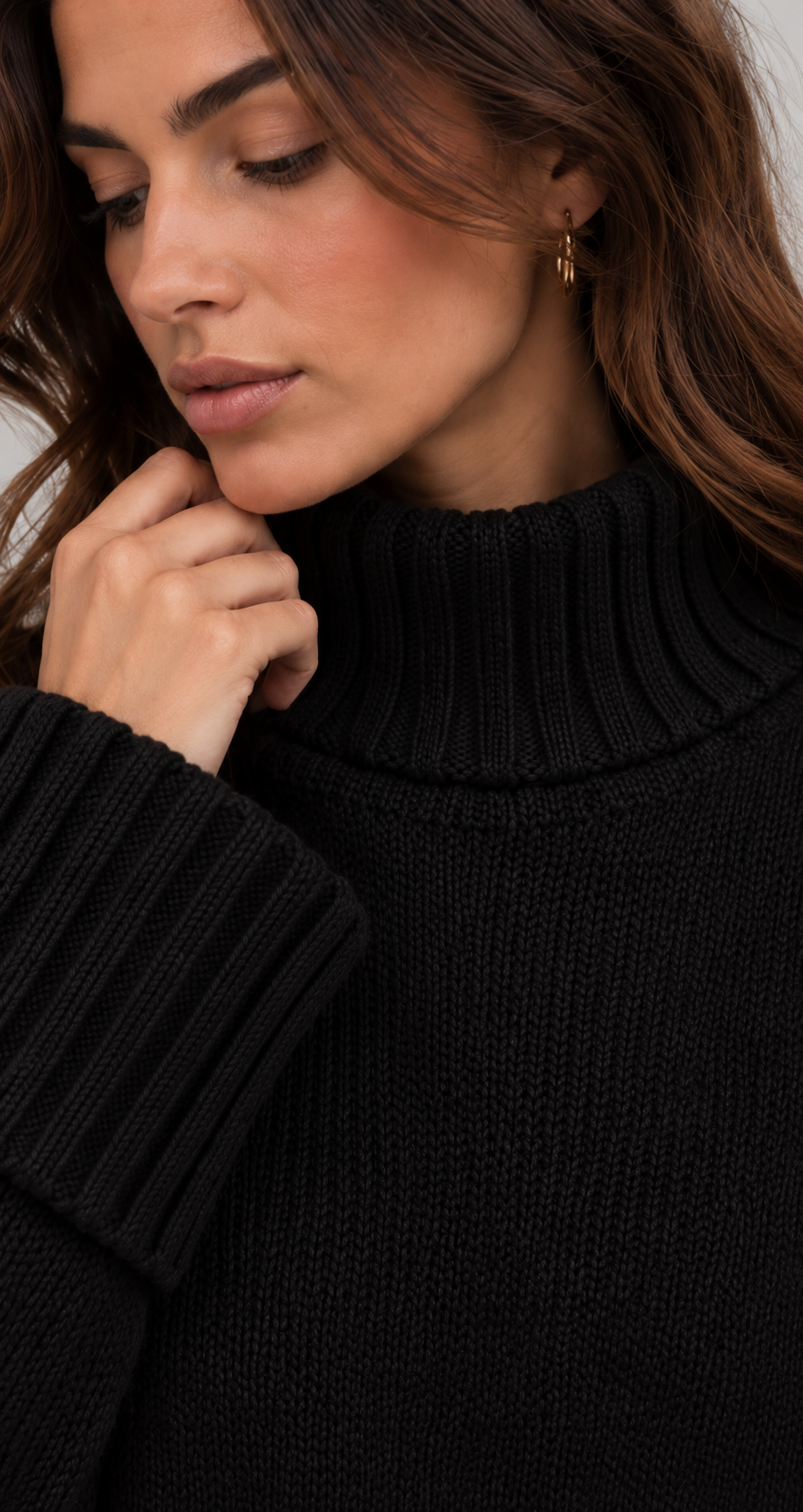 Chunky Roll Neck Jumper With Boxy Fit