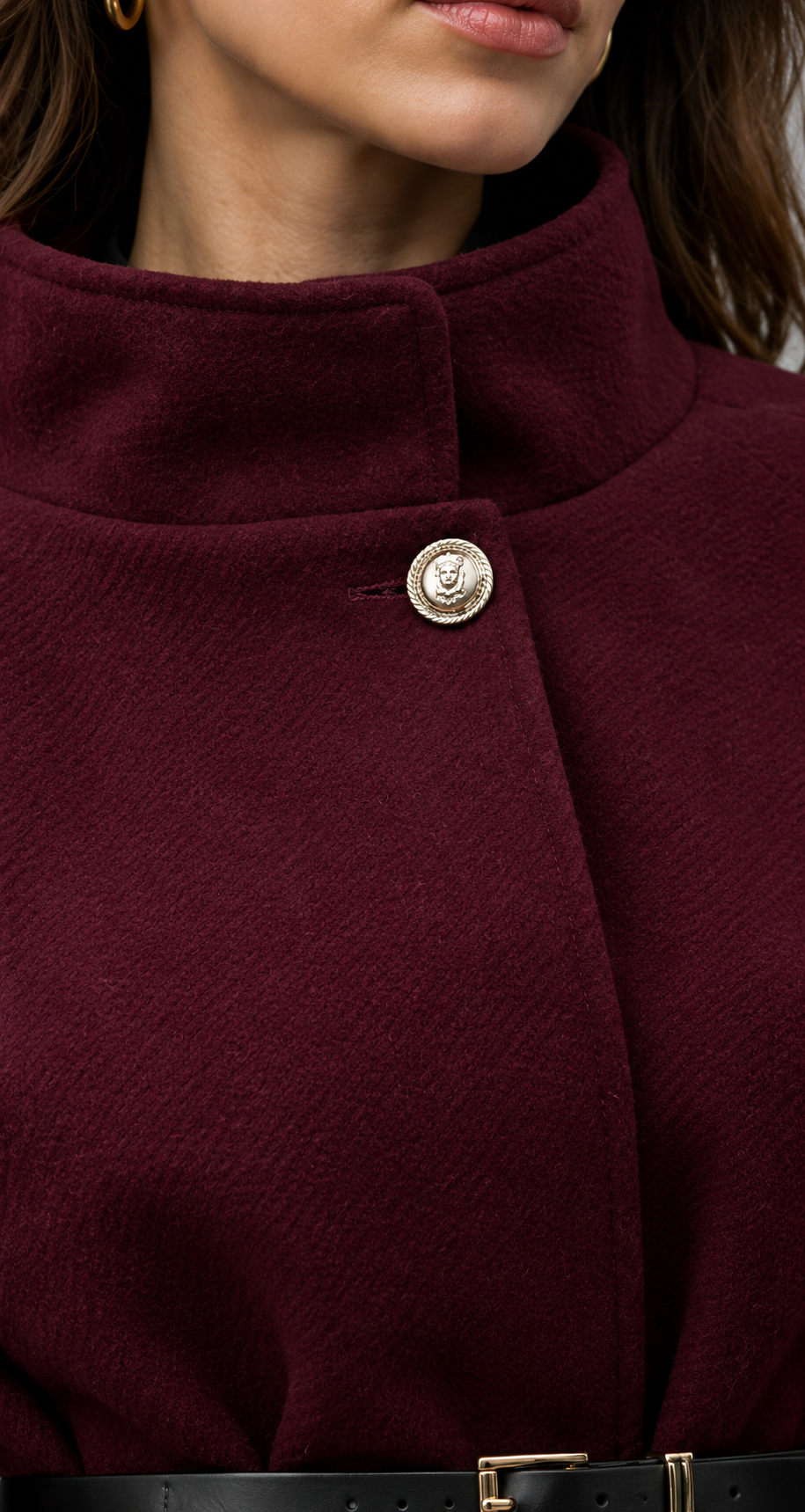 Tailored Wool-Look Cape Coat With Waist Belt