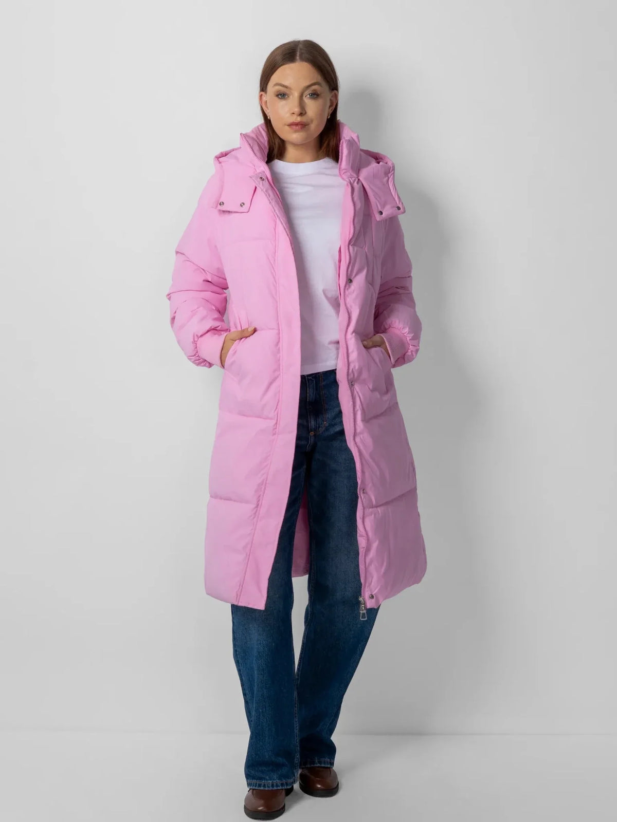 Oversized Longline Puffer Coat With Detachable Hood