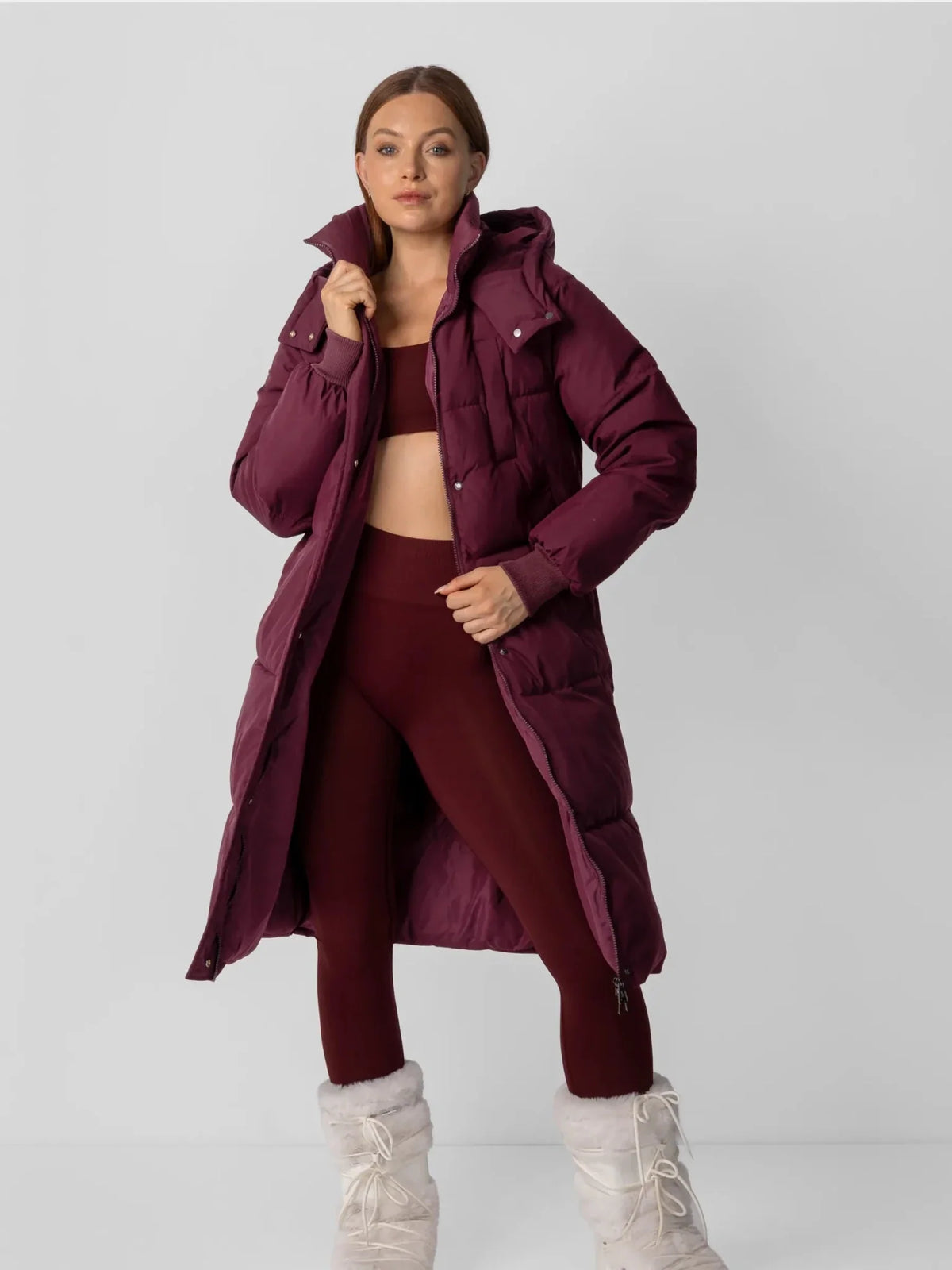 Oversized Longline Puffer Coat With Detachable Hood
