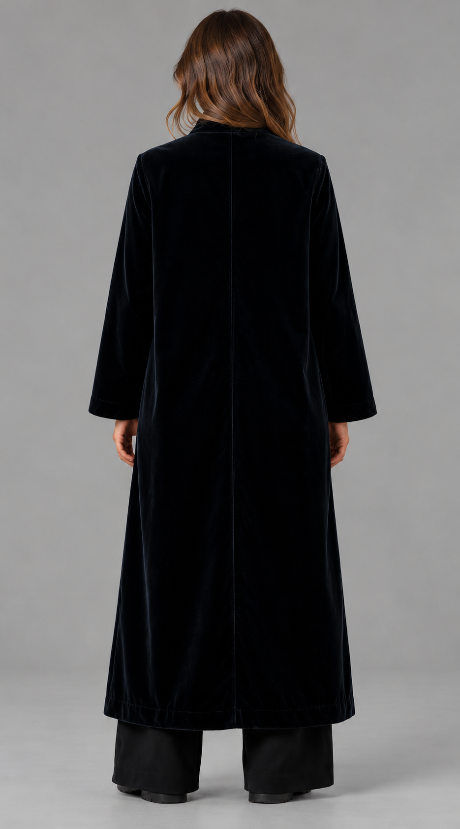 Longline Velvet Coat With Frog Fastening