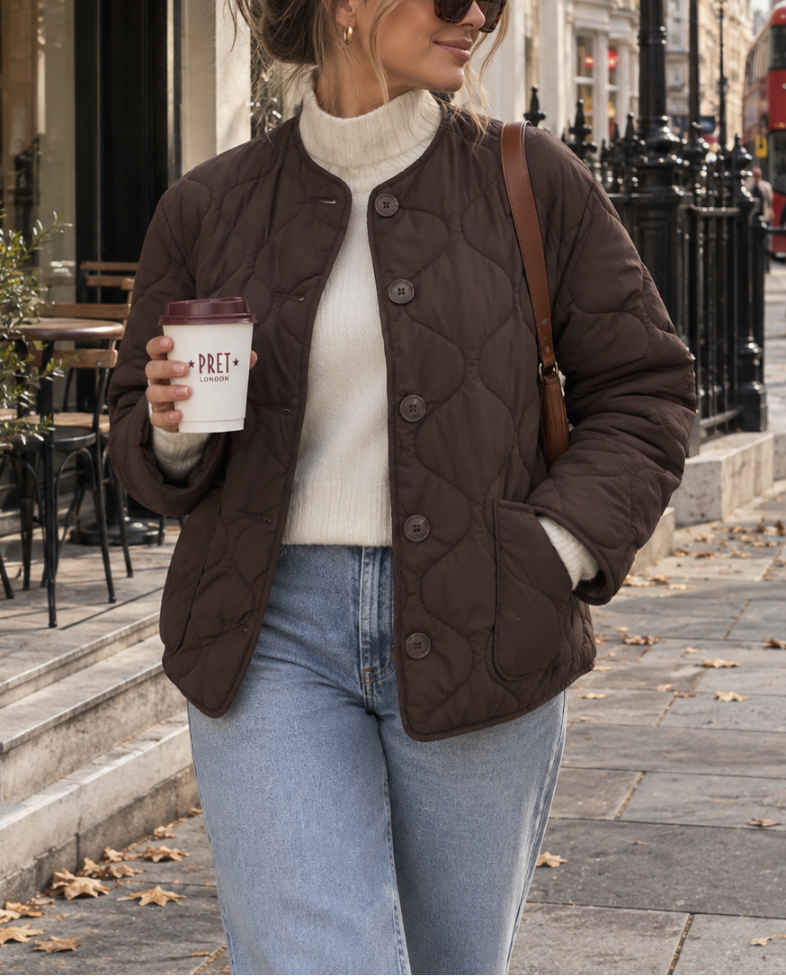 Lightweight Collarless Onion Quilted Jacket