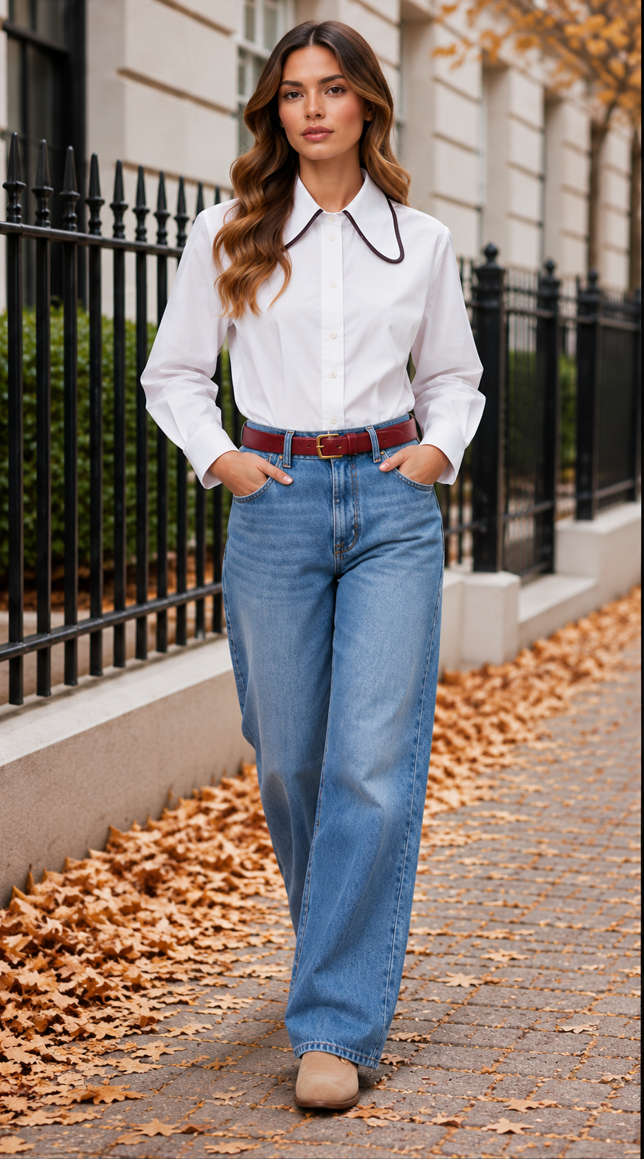 Tailored Button-Up Shirt With Contrast Piping