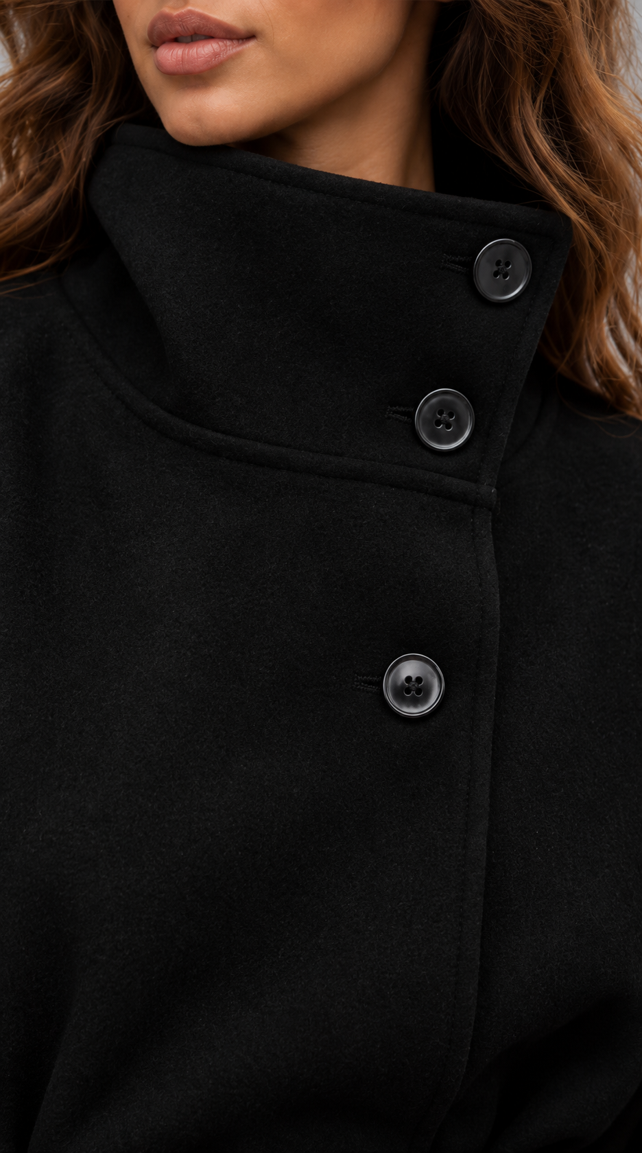 Belted Wool-Look Cape Coat With Funnel Neck