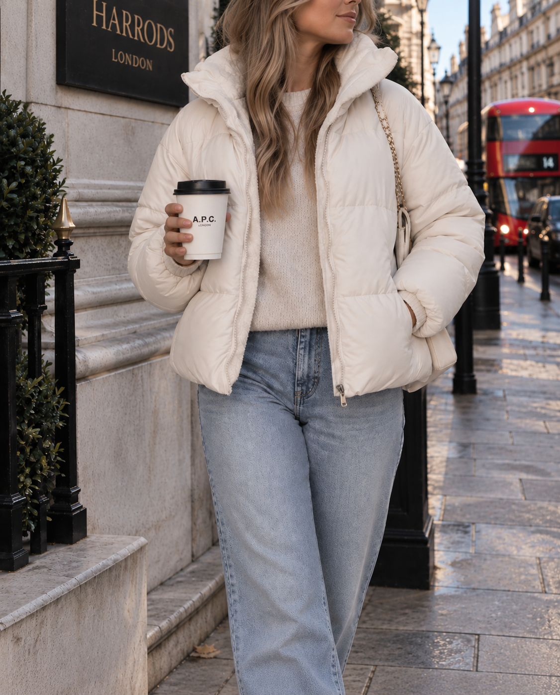 Cropped Fleece-Lined Puffer Jacket With High Collar