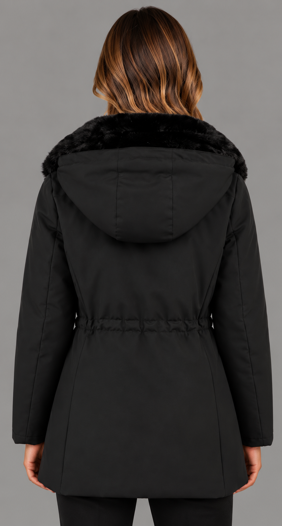 Zip-Up Coat With Removable Faux Fur Collar
