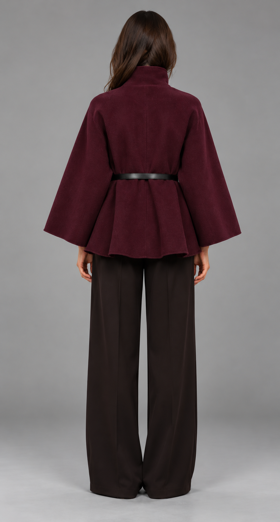 Tailored Wool-Look Cape Coat With Waist Belt