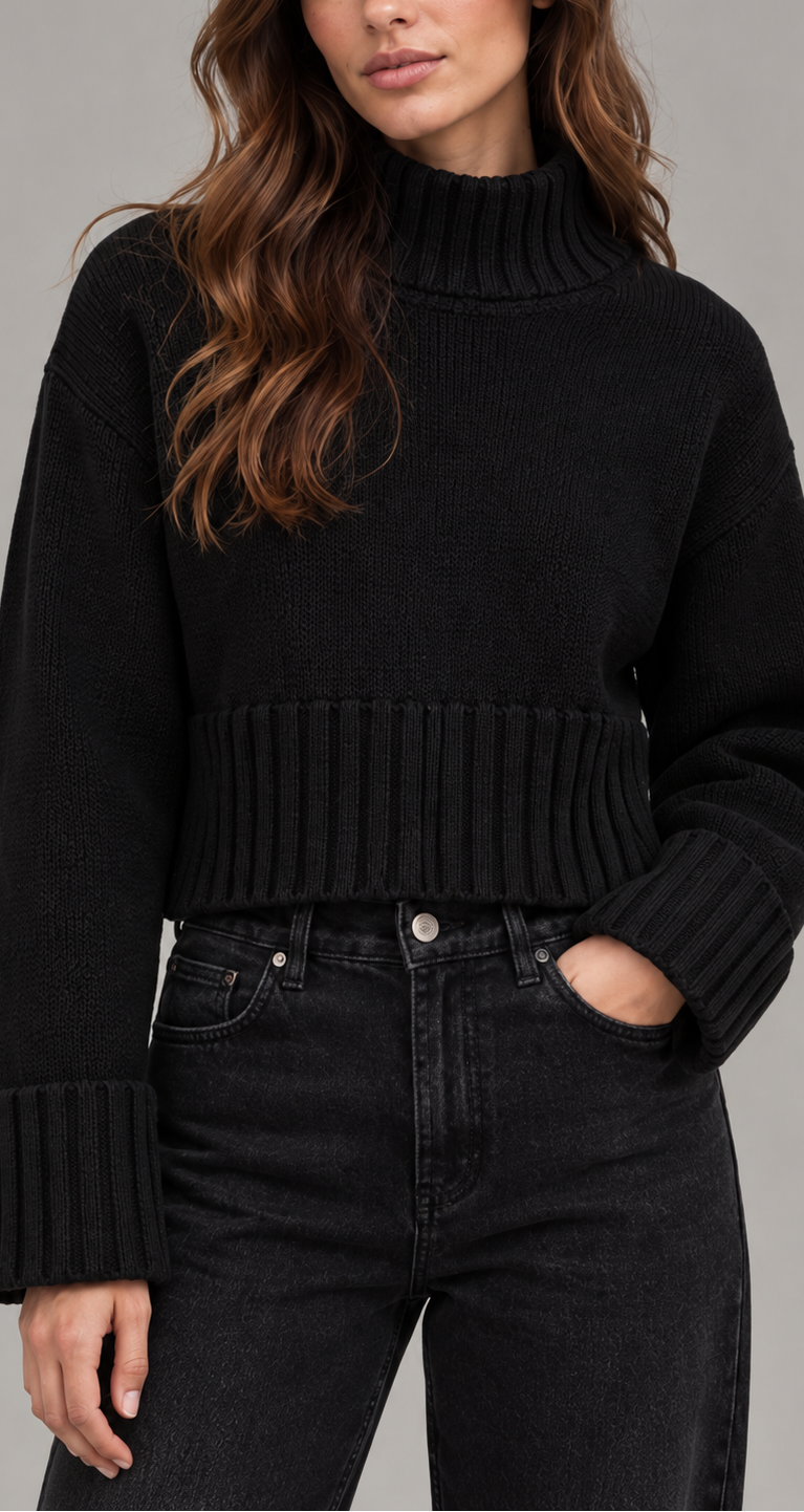 Chunky Roll Neck Jumper With Boxy Fit