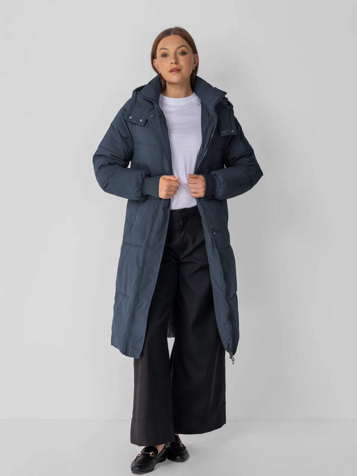 Oversized Longline Puffer Coat With Detachable Hood