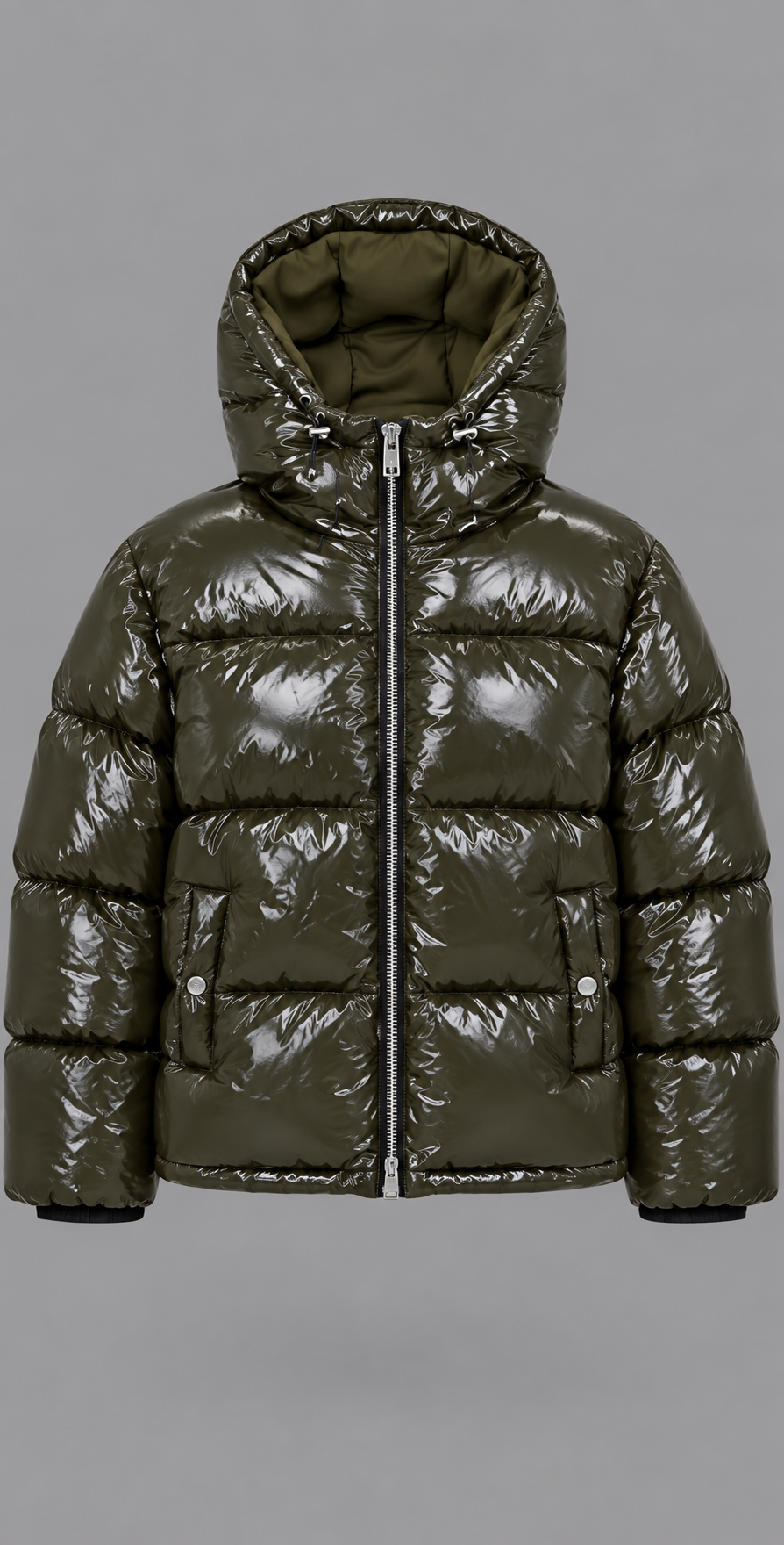 Glossy Quilted Puffer Jacket With Hood