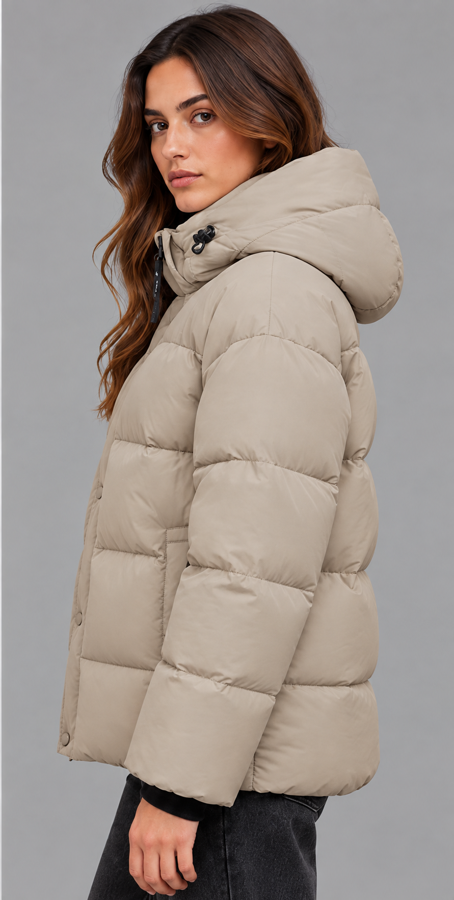 Oversized Quilted Puffer Jacket With Hood