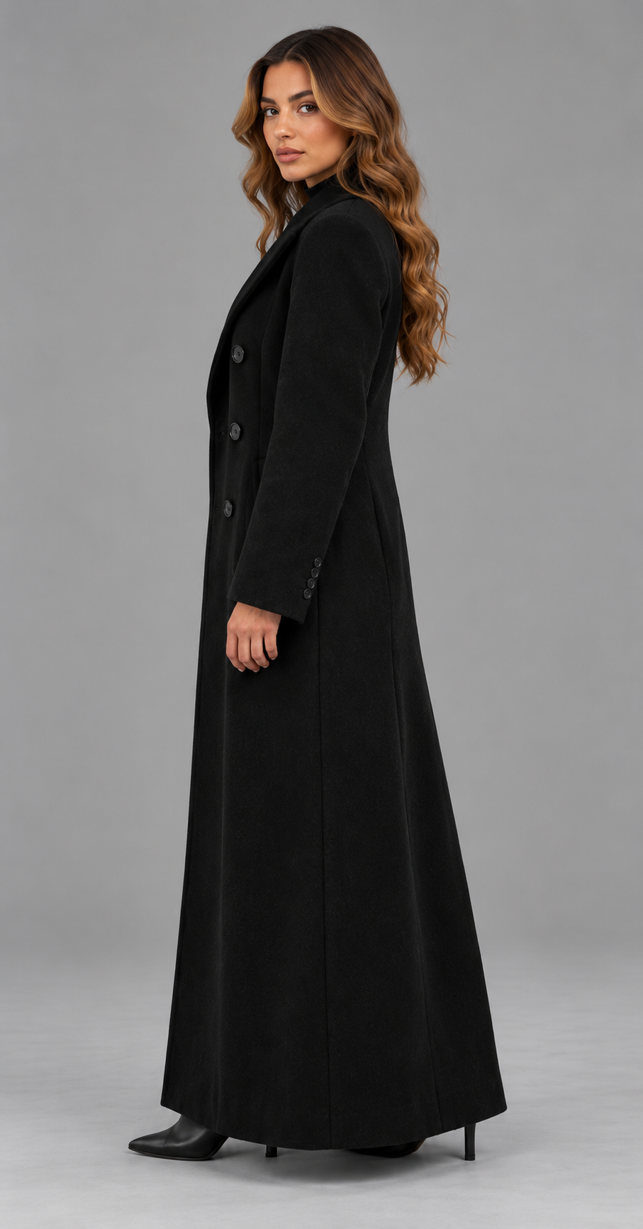 Longline Tailored Wool-Look Coat With Notch Lapel