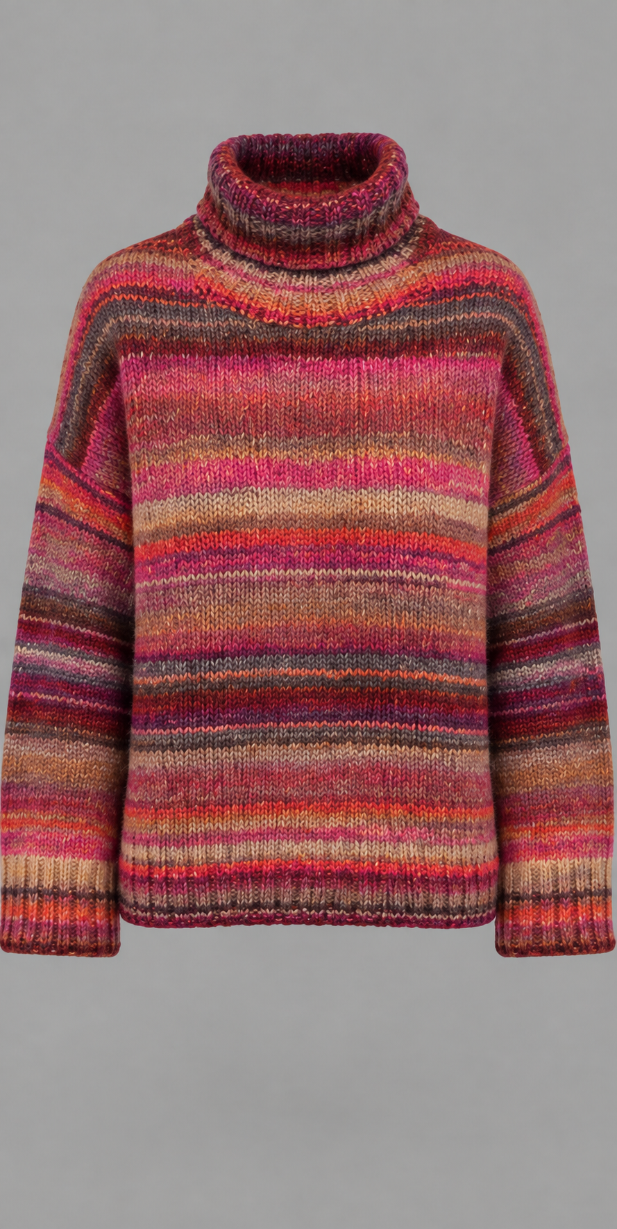 Oversized Space-Dyed Striped Roll Neck Jumper