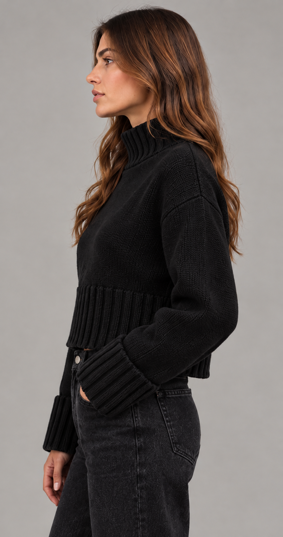 Chunky Roll Neck Jumper With Boxy Fit