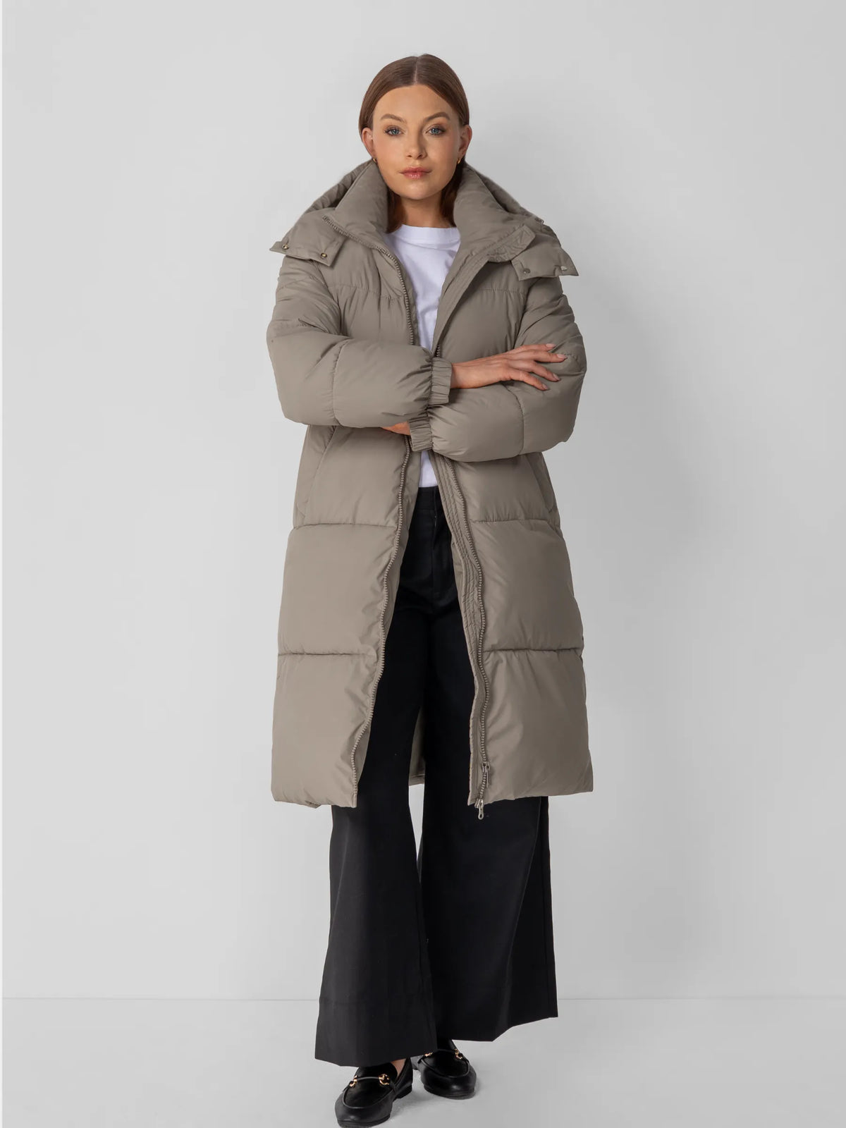 Oversized Longline Puffer Coat With Detachable Hood