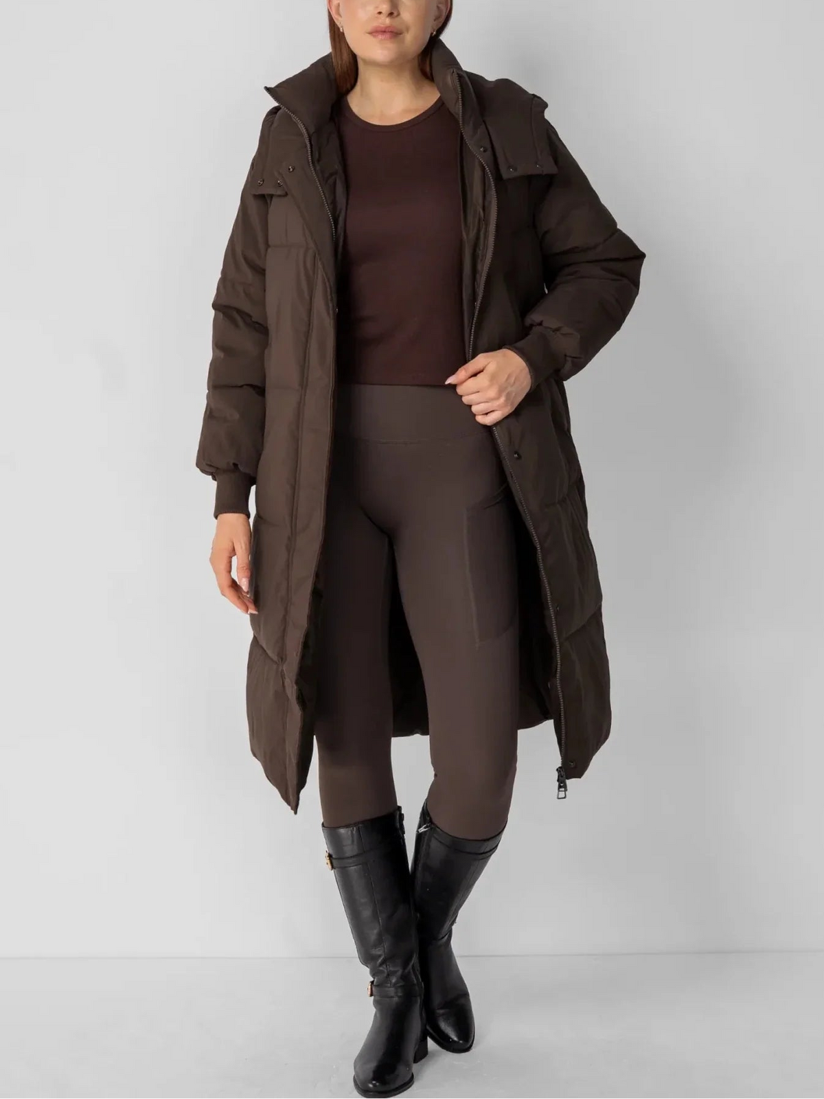 Oversized Longline Puffer Coat With Detachable Hood
