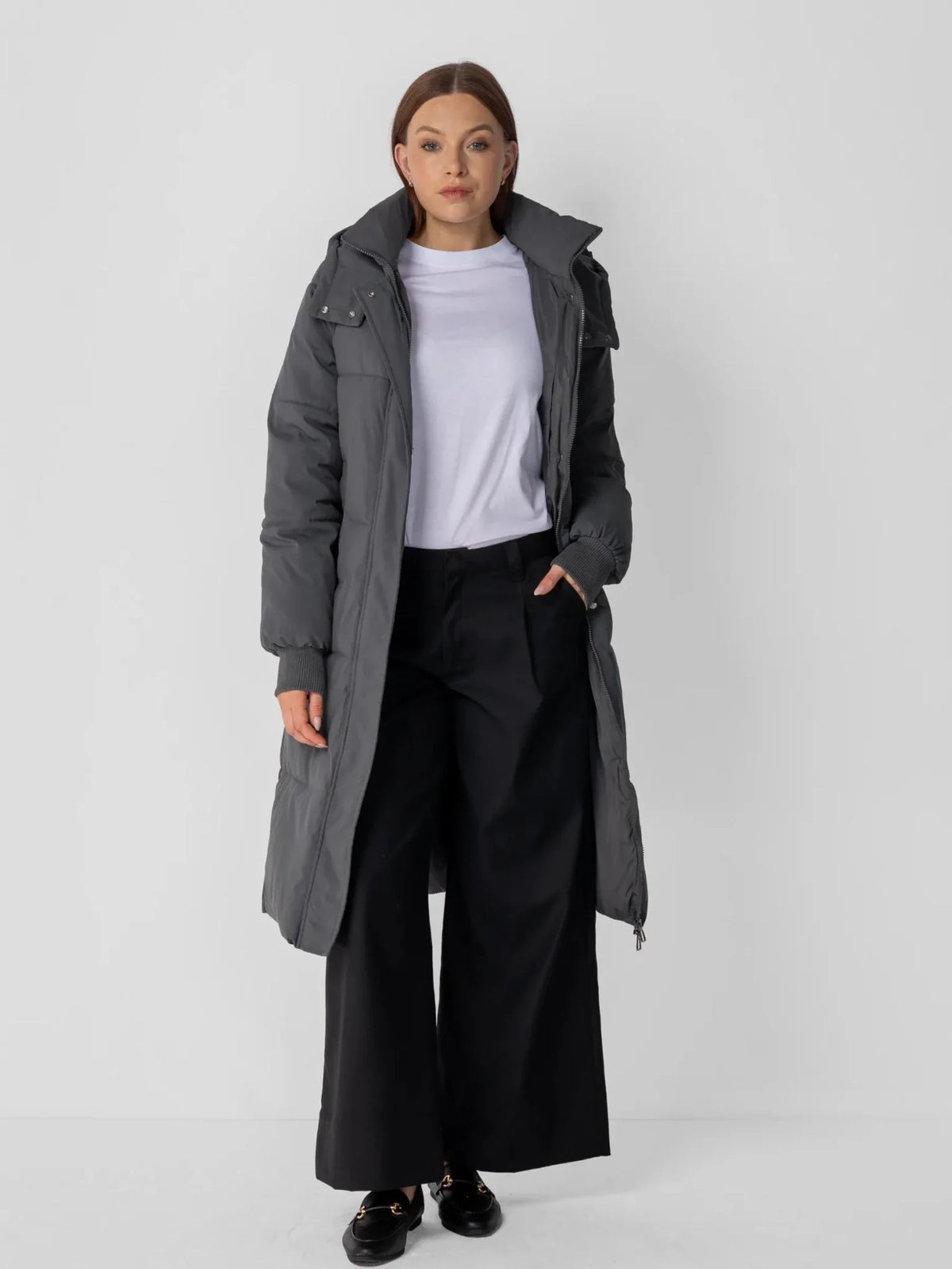 Oversized Longline Puffer Coat With Detachable Hood